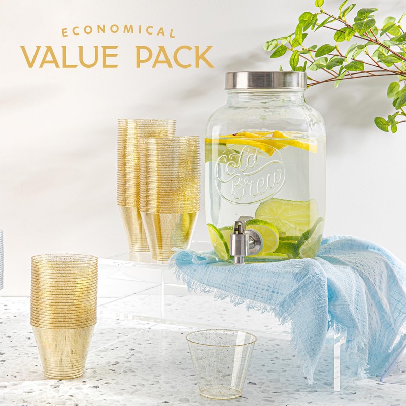 PLASTICPRO 9 oz Disposable Plastic Party Cups,Old fashioned Designed Tumblers,