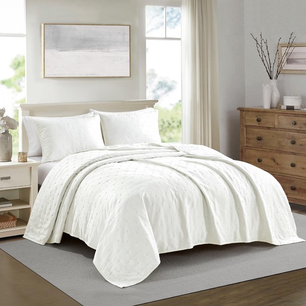 BOURINA Ultrasonic Quilt Set 3-Piece King/CK Bedding Set Pre-Washed Microfiber