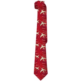 SKT T1 Men's Red Airplane Ties, Funky Pilot Skinny Necktie Plane Flying Travel Transport Neckties for Wedding Holiday Party