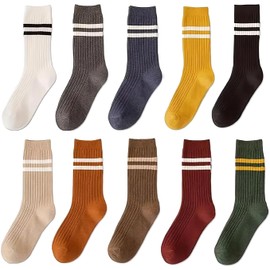 10 Pares De Calcetines A Rayas De Moda Para Hombres, Mujeres, Calcetines De Algodón Orgánico Cómodos Y Transpirables Para Uso Casual Y Al Aire Libre, Tines de Colores Variados