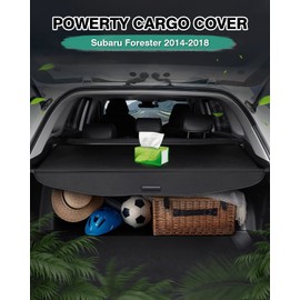 Powerty Cargo Cover for 2014-2018 Subaru Forester (ONLY for Electric Tailgate), Trunk Cover Retractable Privacy Cover for 2014-2018 Forester Accessories (Not for Manual Tailgate)