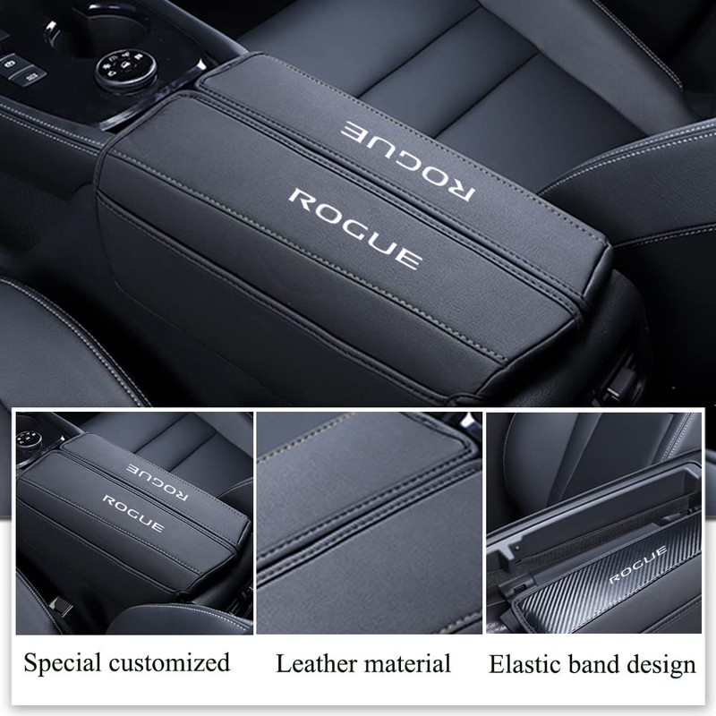 XITER 1PC Leather Center Console Armrest Cover with Side Pockets