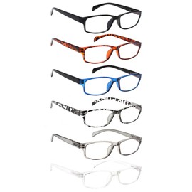 JOSCHOO Computer Reading Glasses for Women and Men 6 Pack Blue Light Blocking Spring Hinge Readers (Mix Color-4, 1.00, multiplier_x)