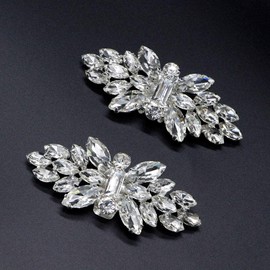 TENDYCOCO 1 Pair Shoe Buckle Rhinestone Crystal Shoe Clip Silver DIY Shoe Decor Accessories for Wedding Bride Women