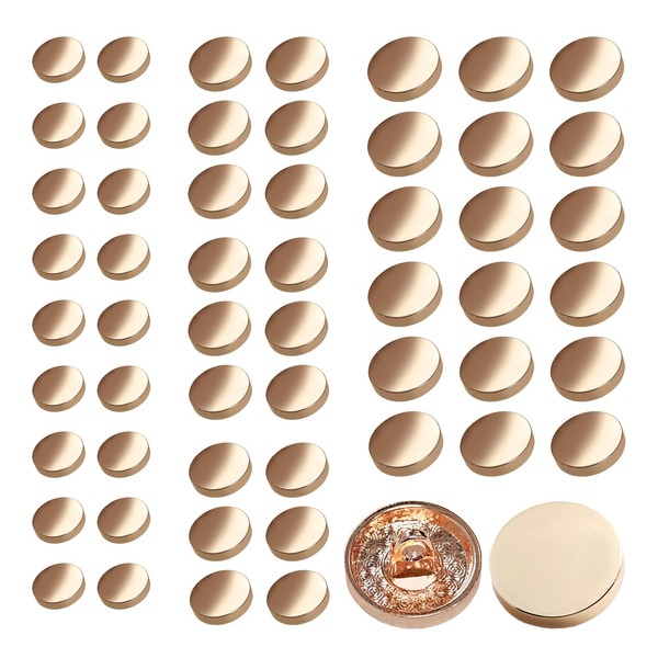 54 Pack Round Metal Buttons, 3 Size Jean Button Replacement,