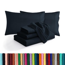 BESPOLITAN INC. 1200 Thread Count 4pc King Size Egyptian Bed Sheet Set,Deep Pocket, Black                                                             