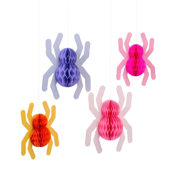 8" - 10" Pastel Spider Hanging Honeycomb Decorations – 4