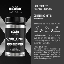 Black Creatina  Glutamina 1 Kg 50 Servicios                                                                                                           
