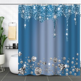 FAIRYGATE Shower Curtain Gradient Blue Shower Curtains with Strong Hooks Thick Duty Bath Curtains Bathroom Accessories, 180x180cm (Dark Blue) B8305