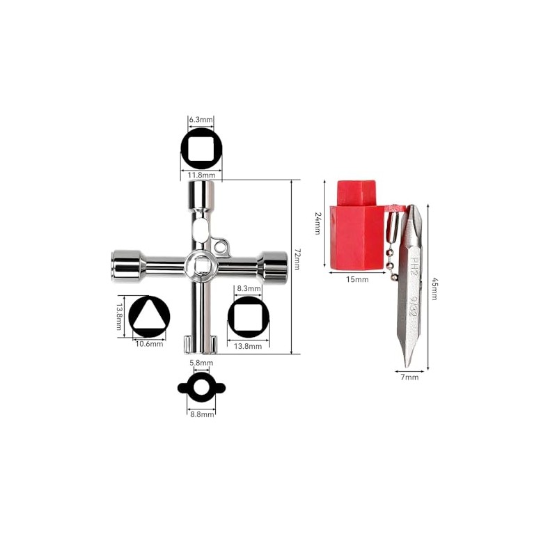 2 Pieces Universal 4-Way Control Cabinet Keys for Various Uses