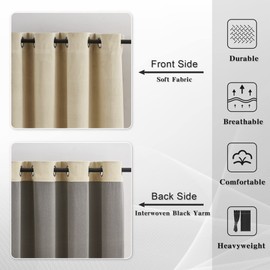 MASWOND Extra Long Blackout Curtains for High Ceilings 156 inch Long - Soundproof and Wrinkle-Free 13 Ft Velvet 2 Story Curtains for Living Room. (52" W x 156" L, Beige, Set of 1)