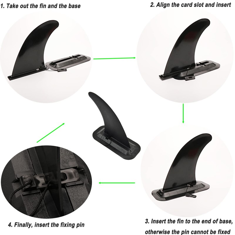 DSHE Detachable Center Fin Black, Kayak Rudder Kit Skeg Tracking