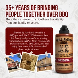 Williamson Bros - Original Southern BBQ Sauce | Made with 16 Spices, Gluten-Free, No High Fructose Corn Syrup, 15.5 oz