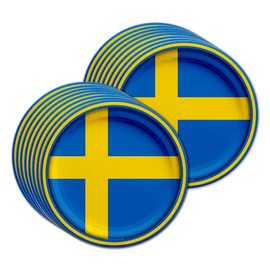 Swedish Flag Birthday Party Supplies Set Plates Napkins Cups Tableware Kit for 16
