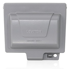 Leviton Outlet Box, Extra Duty While-In-Use Cover Includes Inserts for Single, Duplex and Decora/GFCI Receptacles, Vertical Mount, Metallic Enclosure, IUM1H-GY Outdoor Outlet Cover, Gray, Weatherproof