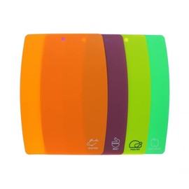 V-VAPE Set of 4 Flexible Cutting Mat Sheets Colour Coded Chopping Mat Kitchen Utensil
