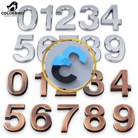 COLORBIRD Door Number Digit Sticker License Plate 3D Nameplate Sticker Stylish Locker Number Sticker (Silver 1x10 pieces)