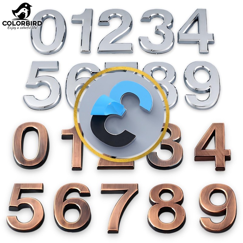 COLORBIRD Door Number Digit Sticker License Plate 3D Nameplate Sticker