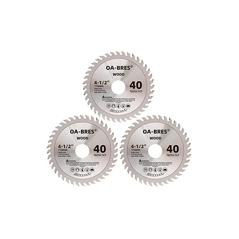 3Pack 4-1/2-Inch 40T TCT Circular Saw Blade with 7/8-Inch Arbor,