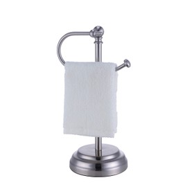 SunnyPoint Heavy Weight Classic Decorative Metal Fingertip Towel Holder Stand for Bathroom, Kitchen, Vanity and Countertops. (Brush Chrome, 13.5" x 5.5" x 5.5" INCH)