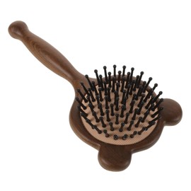 Healvian Cute Bear Scalp Brush Portable Wooden Hair Styling Tool for Curly Hair Therapeutic Massage for Scalp Care Lightweight and Travel-friendly Design