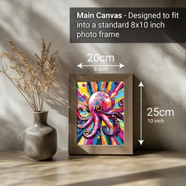 COLORDEMY 2-in-1 Paint by Numbers Kit - Rolled Canvases (20x25cm & 20x20cm), 16 Colours, Brushes & Paints Included - Fun for Adults & Kids, Perfect for Parties or Group Painting (Octopus Design)