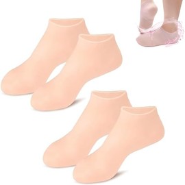 Calcetines Hidratantes para Pies, 2 Pares Calcetines de Silicona Hidratante para Pies, Calcetines Antideslizantes para Spa, Exfoliante para Pies, Elimina Callos, Piel Muerta, Suaviza Pies (Color de Piel, L)
