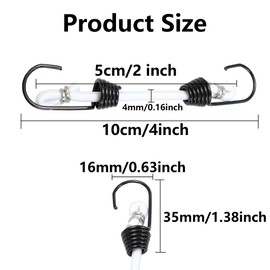 PDETVEO 10PCS 2 Inch Mini Bungee Cords with Hooks, White Elastic Bungee Cords Heavy Duty Outdoor Tarp Bungee Straps