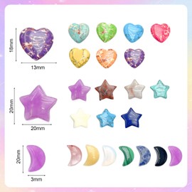Gemstones for Children, Pack of 21, Lucky Stone, Children's Birthday, Courage Stones for Children, Suitable for Children's Birthdays, DIY Weddings, Table Decorations, Including Stars, Hearts, Moon