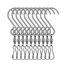 10 PCS Stainless Steel Swivel Hooks Clips for Hanging Wind Spinners Wind Chimes Crystal Twisters Party Supply