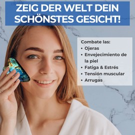 EUSICE - Gua Sha Labradorite Natural Stone Eye and Face Massage, Relaxation for Body & Mind, Age Prevention Facials, 100% Handmade from Raw Stone