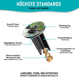 Arteneur Sink Plug 40 mm Bamboo Spa - Stainless Steel Eccentric Plug with Extra Heavy Brass Screw for Stable Hold Universal Drain Plug for Sink