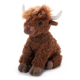 The Petting Zoo Highland Cow Plushie Stuffed Animal, Gifts for Kids, Wild Onez Wildlife Animals, Brown Cow Plush Toy, 12 inches