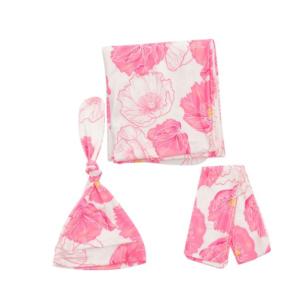 Abaodam 1Set Newborn Swaddle Set Bundle Soft Hat and Headband