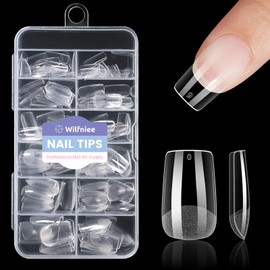 Wilfniee Short Coffin Nail Tips: 240PCS Pre-shaped Clear Gel Nail Tips Coffin Short, 12Sizes Acrylic Full Cover Fake Press on Nails for Nail Extension DIY Salon
