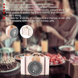 Pack of 20 Mini Suitcases Wedding Favour Box, Vintage Kraft Paper Gift Box with Tags and Hessian Cord, Party Favour with Compass Gift Box for Sweet Wedding Baking Box Compass