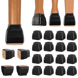 BALEINE 16 Pack Silicone Chair Leg Floor Protectors, Stool Leg Protectors Cap, Non-Slip Chair Leg Caps for Hardwood Floors (Black & Large (Square), 16 Pack)