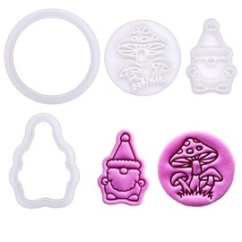 BAKERLOGY Yuletide Forest Spirits – Mini Gnome & Wild Mushroom Cookie Cutter and Stamp Set (2") – Whimsical Woodland Designs for Christmas Baking and Enchanted Edible Crafts