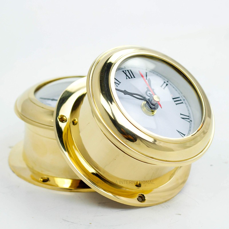 Nagina International MB Ship's Clock Solid Brass Nautical Ships Maritime