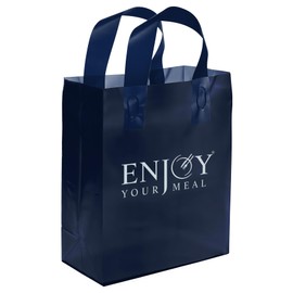 Plastic Bags with Handles and Cardboard Bottom 25pcs, Large Vest Carrier Bags Food Delivery Bag for Restaurants and Takeaways, Sturdy Plastic Carrier Bags with Handles for Shopping, Groceries (Black)