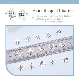 100PCS Hand Shaped Charms - JIALEEY Hand Made Tag Signs Charms Carved Silver Tone for Fashionable Jewellery Making Charms Findings Crafting Sewing