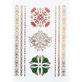 Pinkele3 Temporary Elephant Tattoo Mandala Tattoo Bracelet 3 Sheets Gold