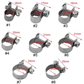 TOPINCN 10Pcs/Set Hose Clamps Stainless Steel Heavy Duty T-Bolt Mini Fuel Line Pipe Clips 6Mm-20Mm Optional Size for Plumbing (6-8Mm)