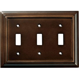 BRAINERD 126344 Wood Architectural Triple Toggle Switch Wall Plate / Switch Plate / Cover, Espresso