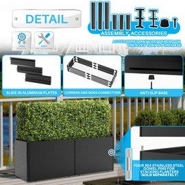 Patio 36" W x 6" H x 12" D Aluminum Alloy Base for Artificial Grass Wall Hedge Backdrop, Accessory of Outdoor Faux Boxwood Greenery Privacy Wall Garden Planter Photography Background