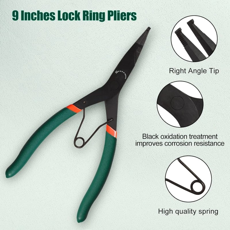 SPEEDWOX 9 inch Angle Tip Lock Ring Pliers for Transmission