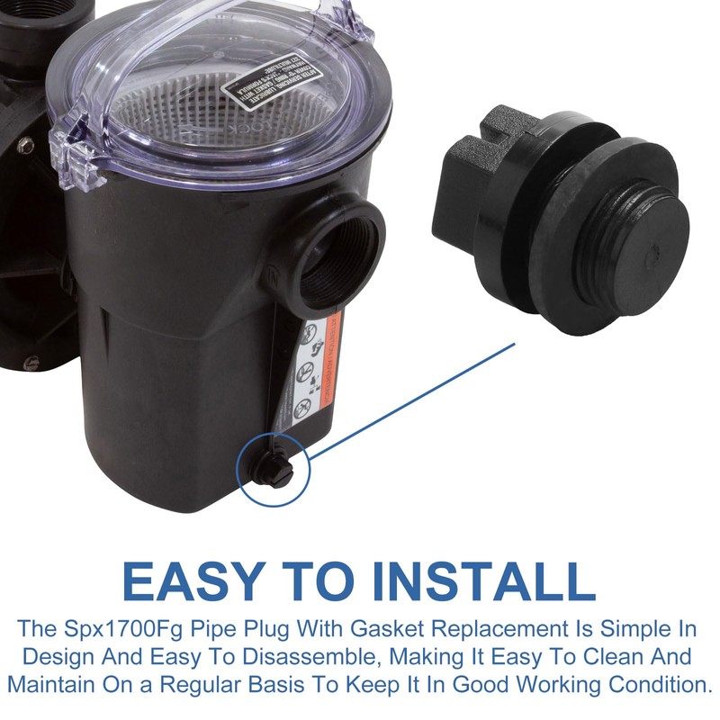 SPX1700FG Pool Pump Pipe Plug Drain Plugs with Gaskets 2-Pack