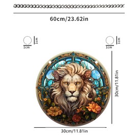 HOTIYOK Fierce Lion Acrylic Window Hangings Wreath Decoration Stained Window & Wall Decor with Chain, Ideal Housewarming Gift, Home Decor for Mom Grandma Wife Teacher Animals Lover