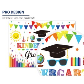 Allenjoy 82" x 59" Kindergarten Graduation Backdrop for Kids Photography Preschool School Prom Party Supplies Decoration Banner Class of 2025 Congrats Grad Congratulations Background Photo Booth Props