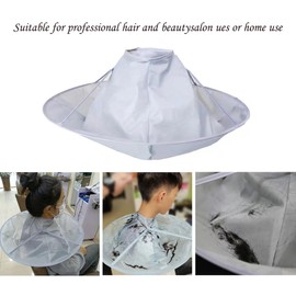 Hair Cutting Capes for Men, Umbrella Barber Cloak Cape for Home & Salon Use, Anti-static, Adjustable Neck Size (White)
